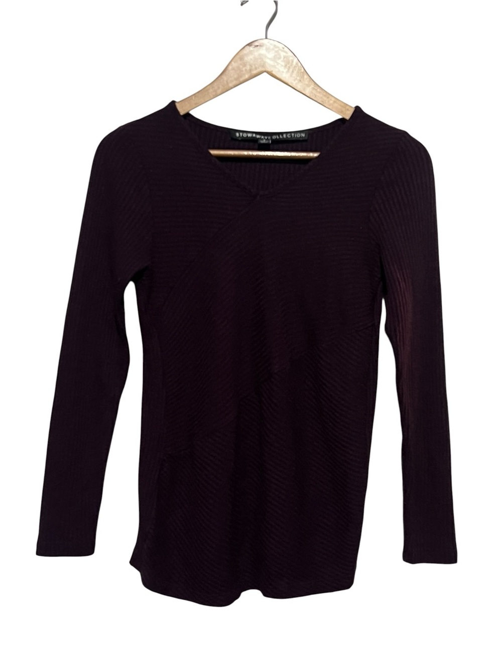 Stowaway Collection Sweater V Neck Ribbed Long Sleeves Purple Maternity Small - Picture 2 of 5